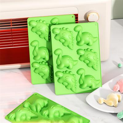 Dinosaur Silicone Cake Mold Chocolate Gummies Mold Tray 6-grid Candy Gummies Mold Cake Decoration Tool DIY Dinosaur Soap Mold