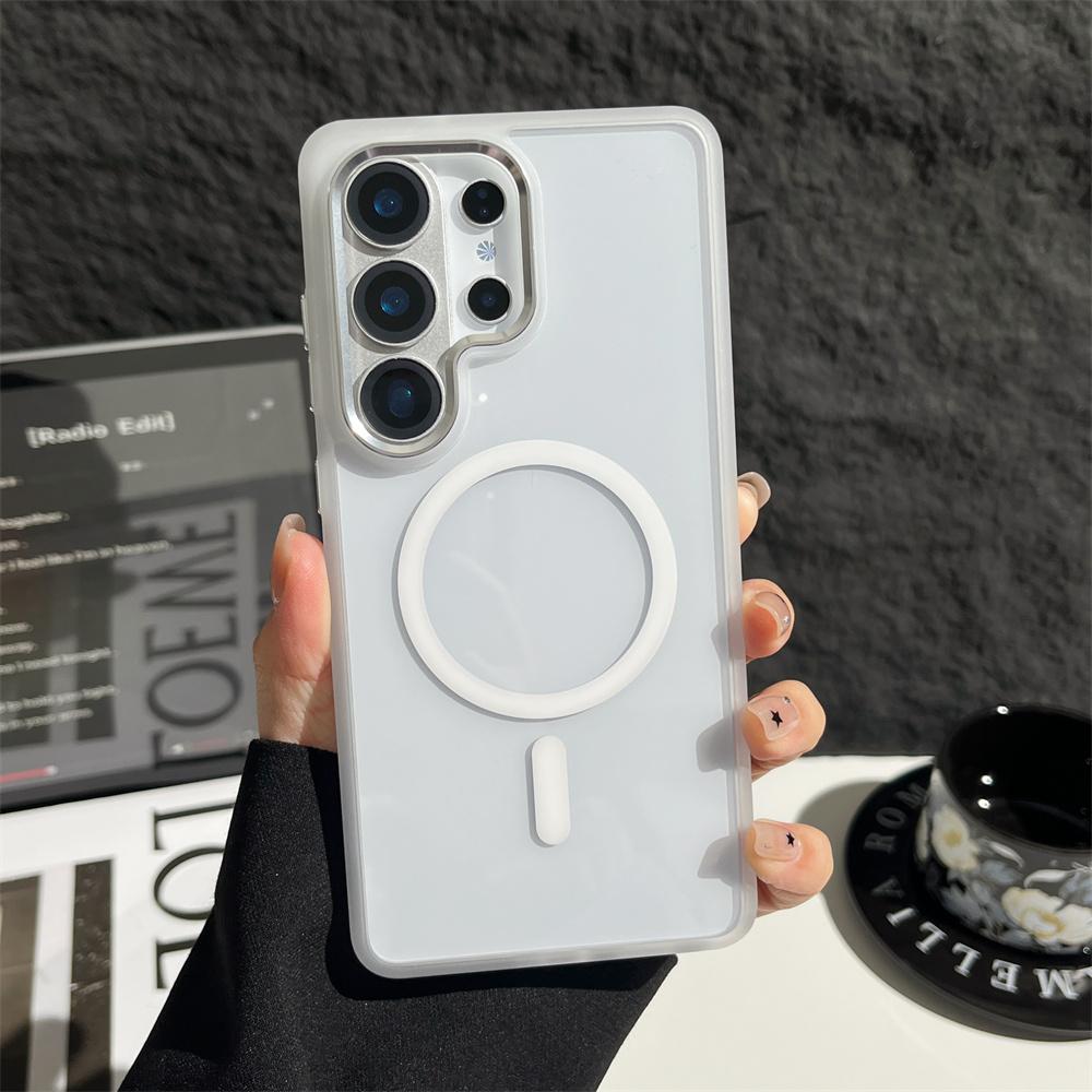 Luxury Cystal Clear Magnetic Phone Case For Samsung S26 S25 S24 Plus Ultra For Magsafe Wireless Charging Shockproof Back Cover