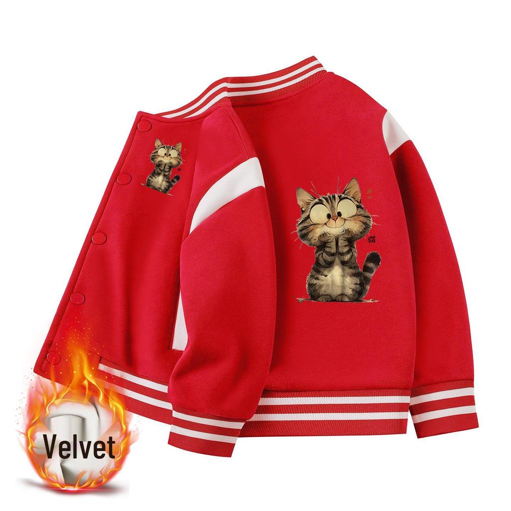Children's Autumn Baseball Jacket - Velvet Lined, Thickened for Boys & Girls 2026 Winter Style.