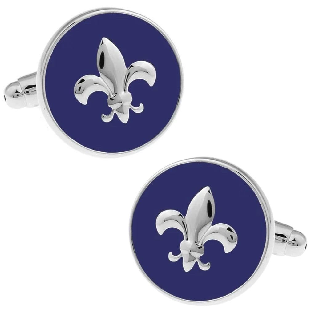 

Navy Fleur de Lis Lily Crest Cufflinks Cufflinks Cufflinks n02281