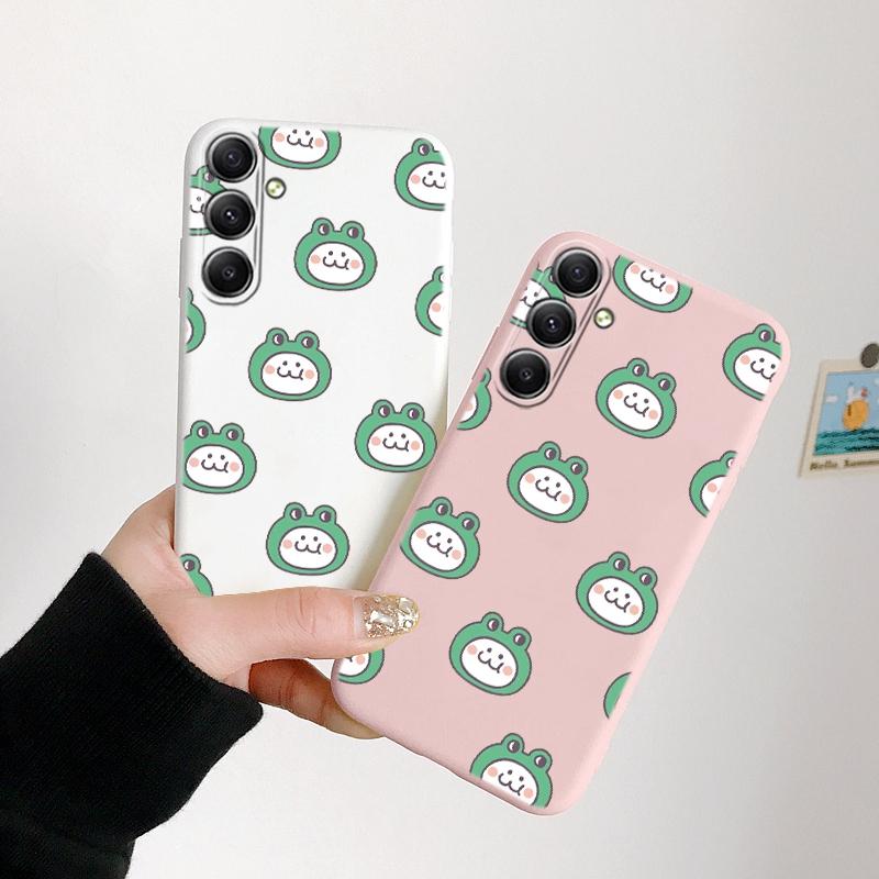 Cute Frog Patterned Soft Silicone Case For Samsung M35 A55 Xiaomi Redmi Note Poco C65 iPhone Huawei Honor Realme Camera Protective Shockproof Cover