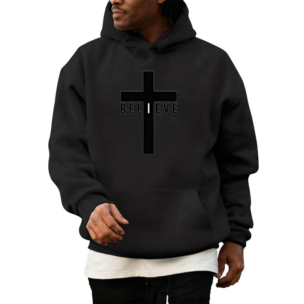 Pullover für Herren Kreuz Pullover Kapuzenpullover Grafik Langarm Sweatshirt