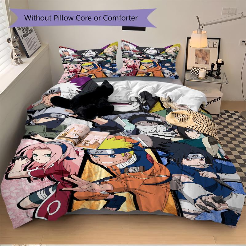 Naruto Friends Print 3Pcs Bedding Setduvet Cover With 2 Bedropillowcase Home Birthday Gift