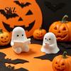 Rounded Ghost Ornament 3D Printed Halloween Figurine, Cute Spooky Resin Statue, Funny Desktop Tray Decorative Figures Decor, Tabletop Centerpiece for
