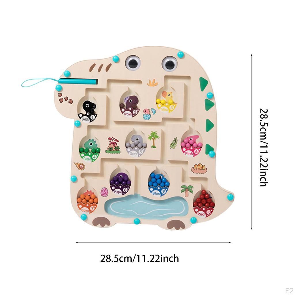Wooden Magnet Puzzle Game Board Dinosaur Themed for Toddlers 3 4 5 Years Old