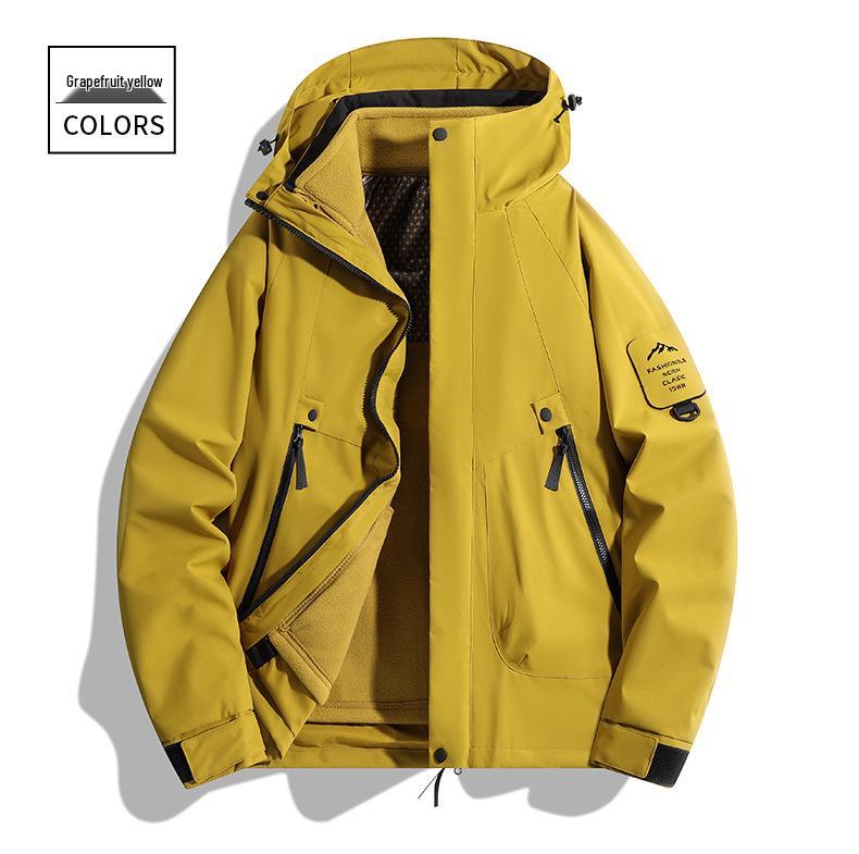Unisex 3-in-1 Outdoor Jacket: Windproof, Waterproof, Detachable Fleece Liner – Ideal for Autumn/Winter Mountaineering.