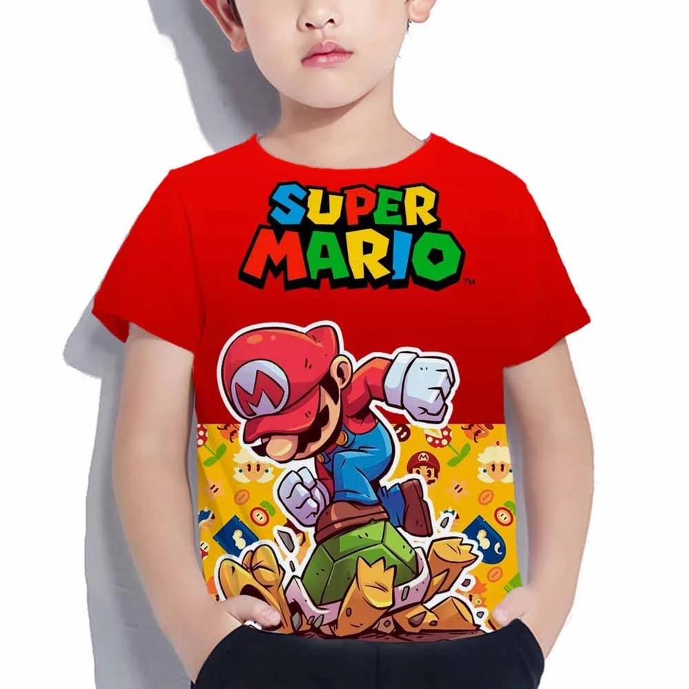 Child Game Super Mario Bros T Shirt Kids Boy Cartoon Clothes Tops Tees Boys T-shirt Luigi Mario T-shirts Children's Short Sleeve