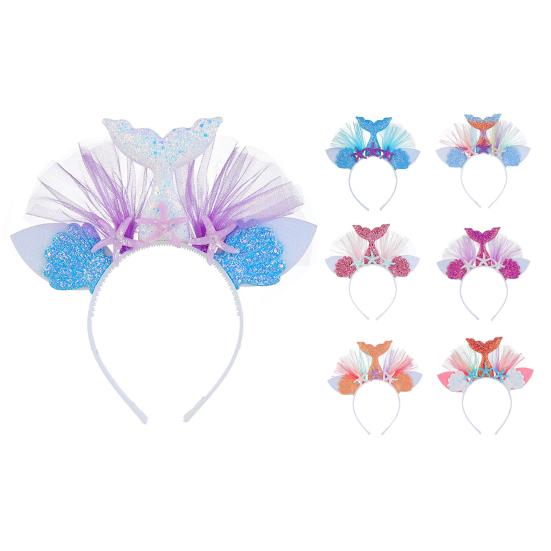 Ozdobna opaska na głowę Praktyczna ze sztucznej skóry Syreni ogon Wykwintna opaska do włosów Opaska do domu