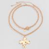 Jewelry Personalized Cross Alloy Pendant Necklace Double Layer OT Buckle Fashion Light Luxury Collarbone Chain Women