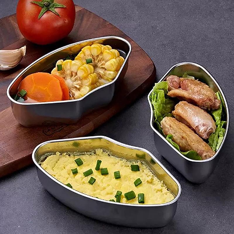 1Pc Stainless Steel Steaming Plate Fan Shaped Divided Steaming Plate Household Food Steaming Bowl Kitchen Accessories