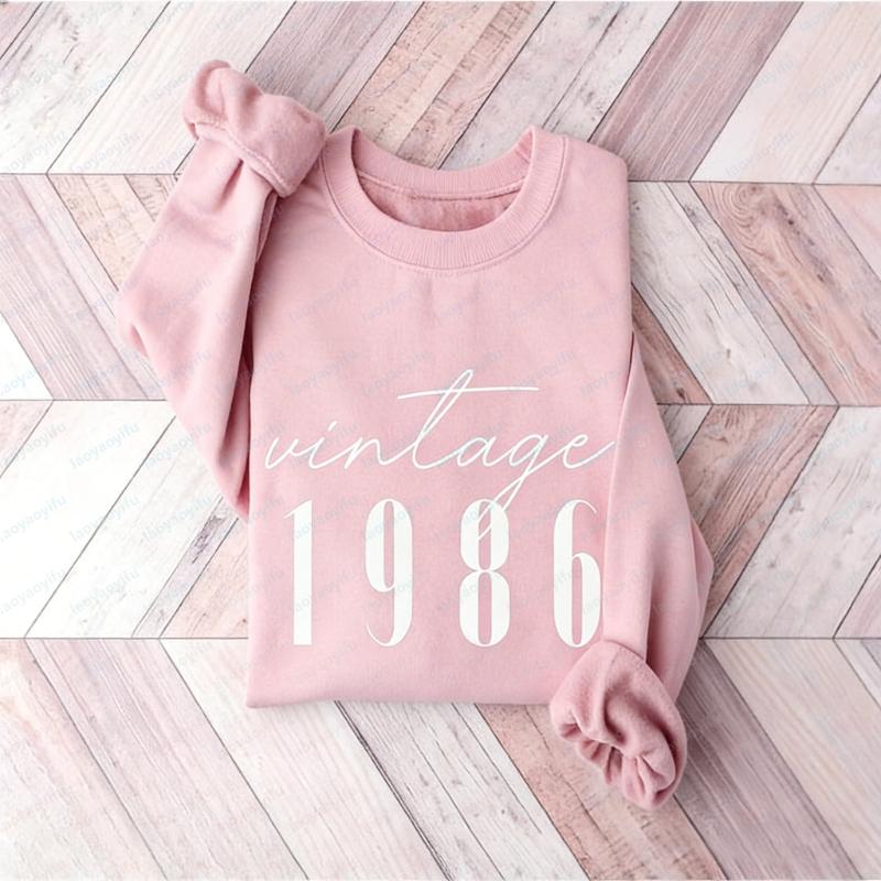 Classic Sweatshirts Women Vintage th Birthday Year Number for Him Her Milestone Best Friend Bday Matching Hoodies
