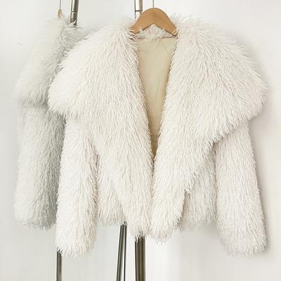OFTBUY 2025 Winter Women Coat Faux Mongolian Fur Big Turn-down Collar Jacket Puff Artificial Fur Casual Top Outwears Round Collar Solid Streetwears