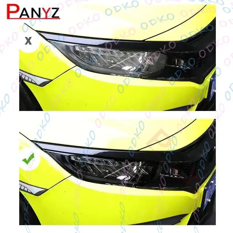 2Pcs Car Headlights Protective Film Front Light Transparent Smoked Black TPU Sticker For Honda CRV 2017-ON   Accessories