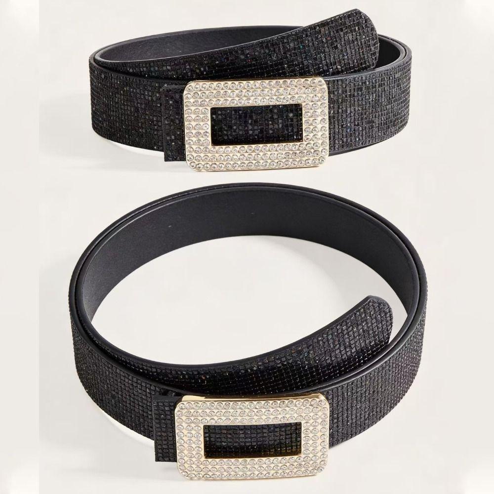 Punk Sequin Belt Korean Style Y2K Girl Waistband Simple PU Leather Wide Waistband  Party