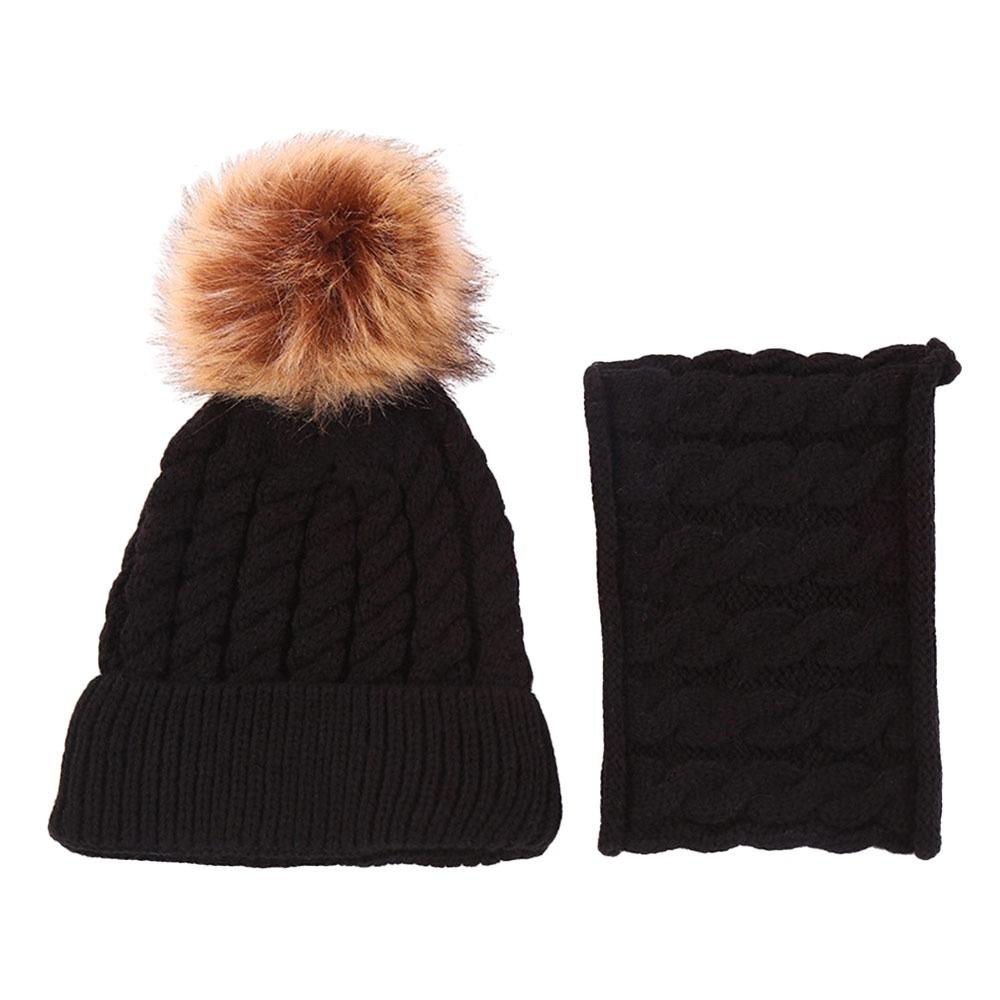 2Pcs/Set Warm Kids Beanie Caps Ear Protection Beanie Hat Scarf Children Hat Scarf Set Toddler