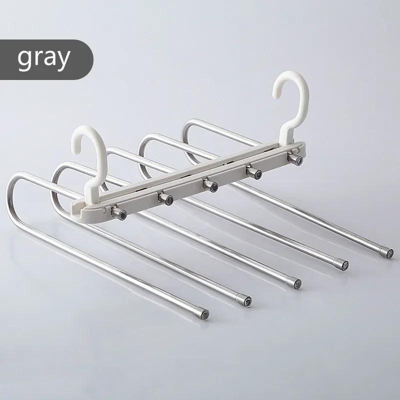 Domácí vícevrstvý stojan Multifunkční skládací věšák na kalhoty Šatní nerezový věšák Protiskluzové kalhoty Teleskopické úložiště