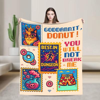 Dungeon Crawler Carl Stamp Poster Blanket Quality Cozy Throw Blanket Winter Plane Travel Bedroom Graphic Bedspread