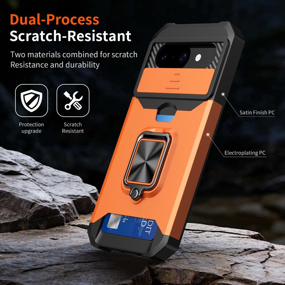 Shockproof Card Holder Case For Google Pixel 10A 9A 10 9 Pro XL 8 7A 7 6 A Pro Slide Camera Slot Wallet Protect Ring Stand Cover