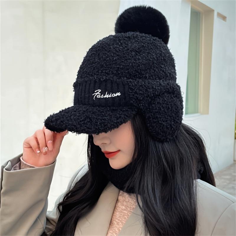 Faux Fur Winter Hat for Women - Warm Buckle Ear Flap Cap Windproof Outdoor Snow Hat in Lei Feng Style