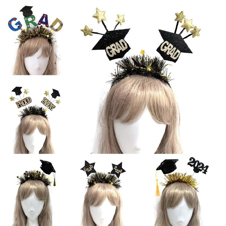 Tinsel Hairband Mini Graduation Hat Headbands Bachelor Hat Graduation Decors