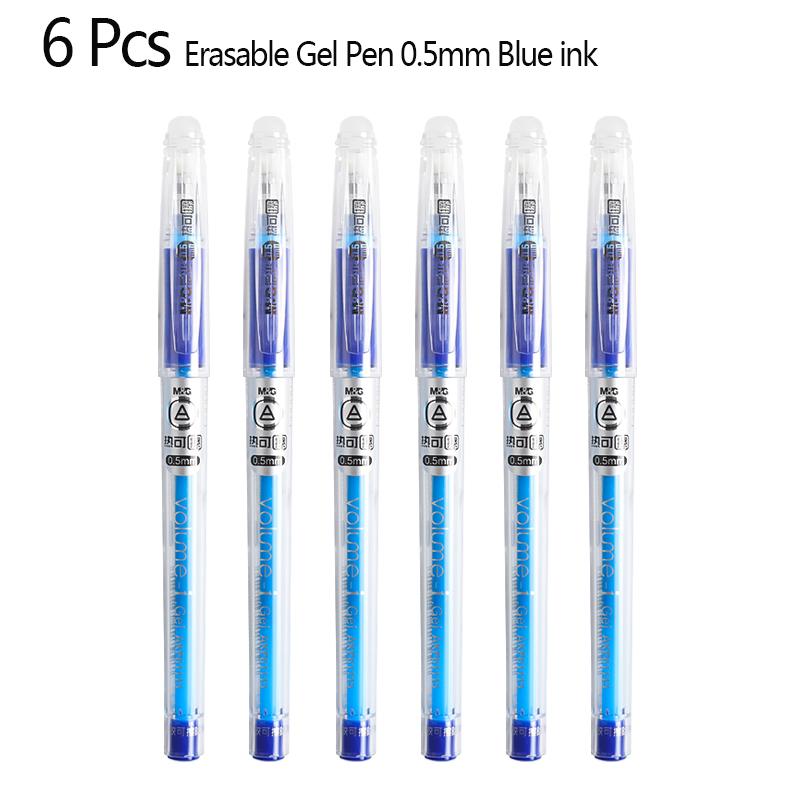 M&G 6/12 Pcs Hot Erasable Gel Pen 0.5mm Black & Red & Blue & Crystal Blue Heat Erasable Ink Back to School Office Stationery