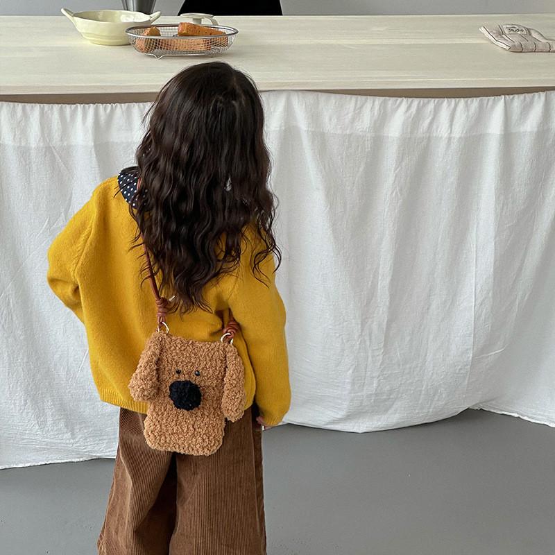 Preschool Kids Plush Dogshoulder Bag Crafted From Soft Polyester For Daily Use