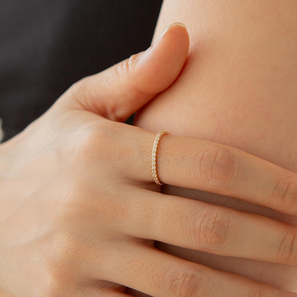 Lunne 14K Signity Stone Pavé Ring (14K Gold) #Lfr02 (A Type)