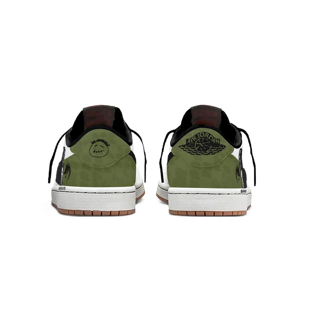 Travis Scott X Jordan Air Jordan 1 Vintage Basketbalové boty Unisex Nízké Zelené DZ4137-700(Tým1698- 7.0 )