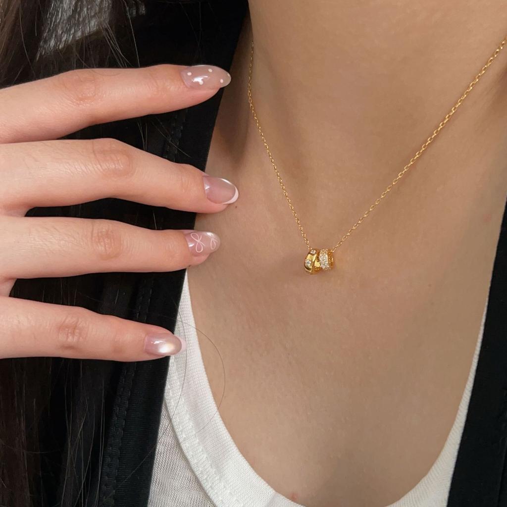 New Trendy Small Waist Necklace for Women, Light Luxury, Niche, High-end, Exquisite Double Ring Collarbone Chain, Neck Chain, Sweater Chain
