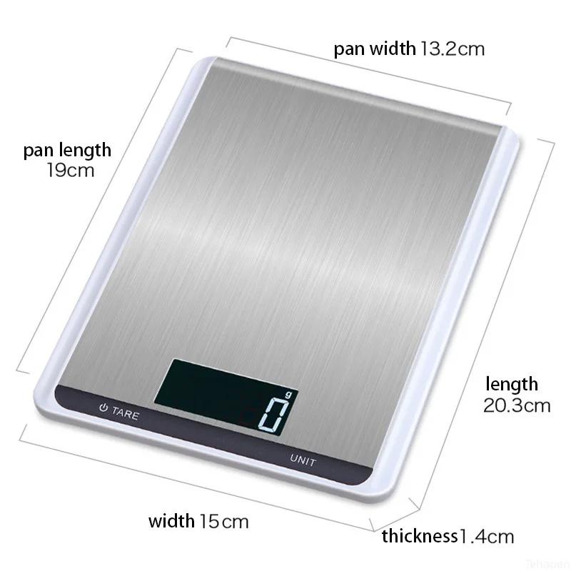 Kitchen Scale 10Kg/1g Weighing Food Coffee Balance Smart Electronic Digital Scales Stainless Steel Design for Cooking and Baking