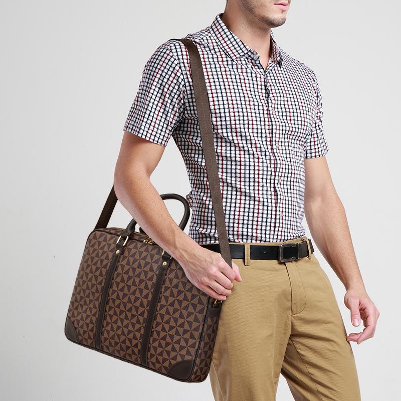 Men's Trendy European & American Large Capacity Business Briefcase: Printed Crossbody & Shoulder Handbag for Laptop.