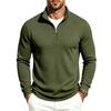 Men's Casual Long Sleeve Zip Up Stand Collar Plaid Shirt
