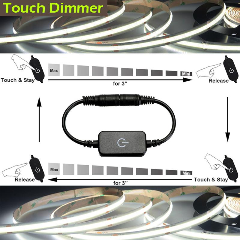 LED Knob Touch Switch Dimmer DC12-24V USB 5V Brightness Adjust Controller for 5050 3528 COB LED Strip Light Tape Ribbon Lights