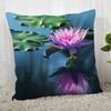 New Lotus Pillow Cover Bedroom Home Office Decorative Flowers Pillowcase Square Zipper Pillow Cases Satin Soft No Fade
