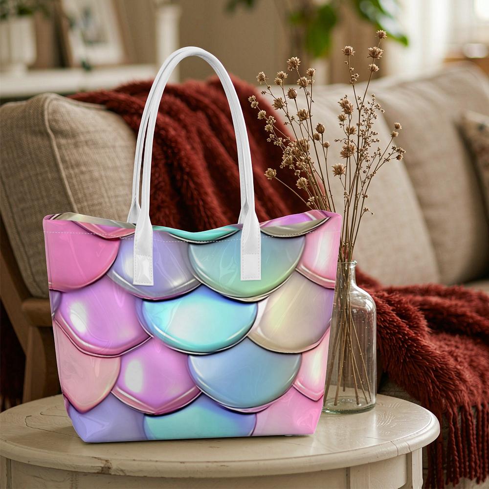 Gradient Mermaid Scale Tote Bag Fashion Portable Casual Daily Shoulder Handbag for Women