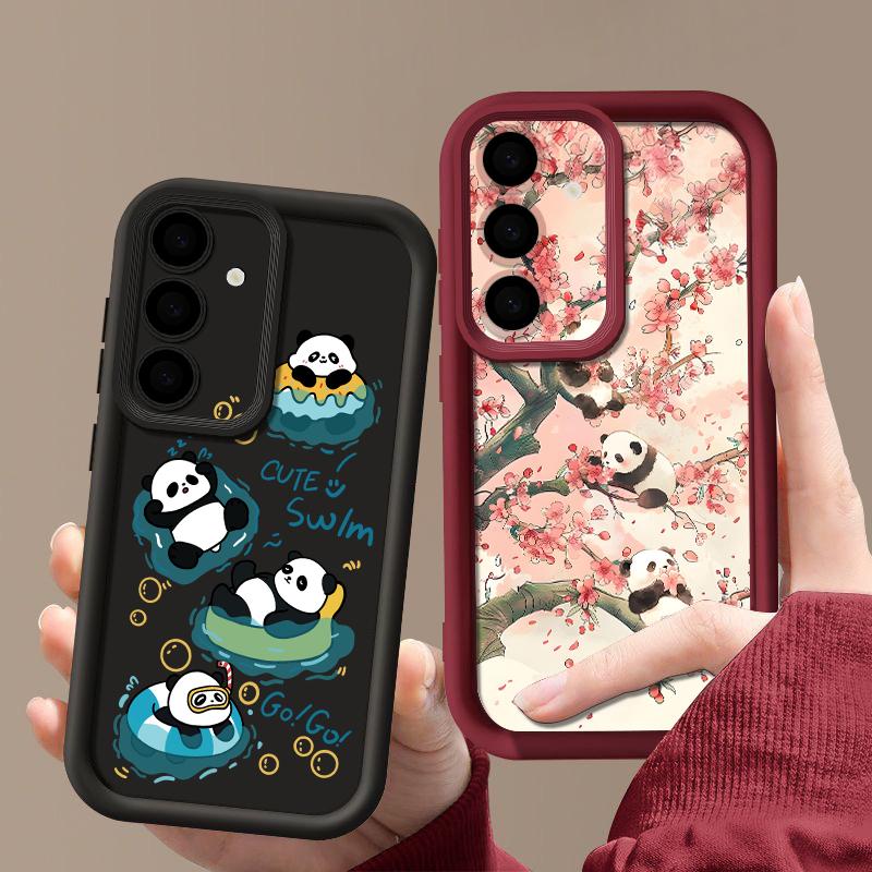 Lovely Baby Panda Print Case For Samsung S26 S25 Ultra S24 S23 S22 Plus S21 FE A15 A16 A17 A35 A36 A37 A54 A55 A56 A57 5G Shockproof Bumper Cover