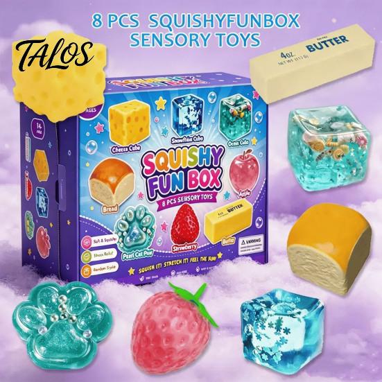 Talos 4/8Pcs Stress Relief Squeeze Toy, Anxiety Reduction Sensory Soft Stretchy Fidget Party Favors for Kids Adults