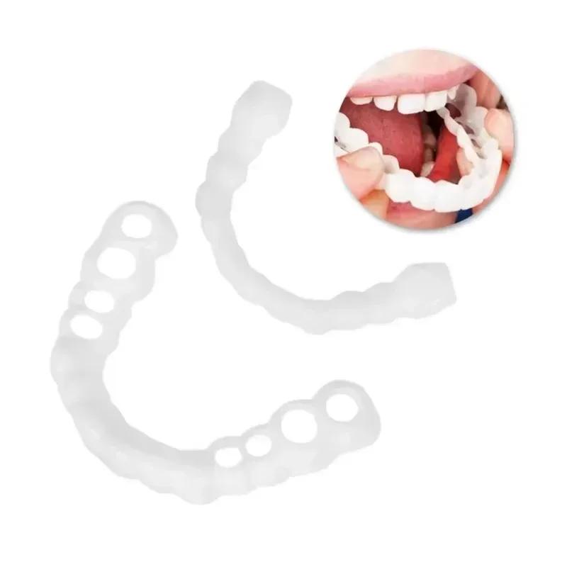 15pairs Perfect Fit Teeth Whitening Fake Tooth Cover Snap on Silicone Smile Veneers Teeth Flexibles Fake Teeth Dental Whitening