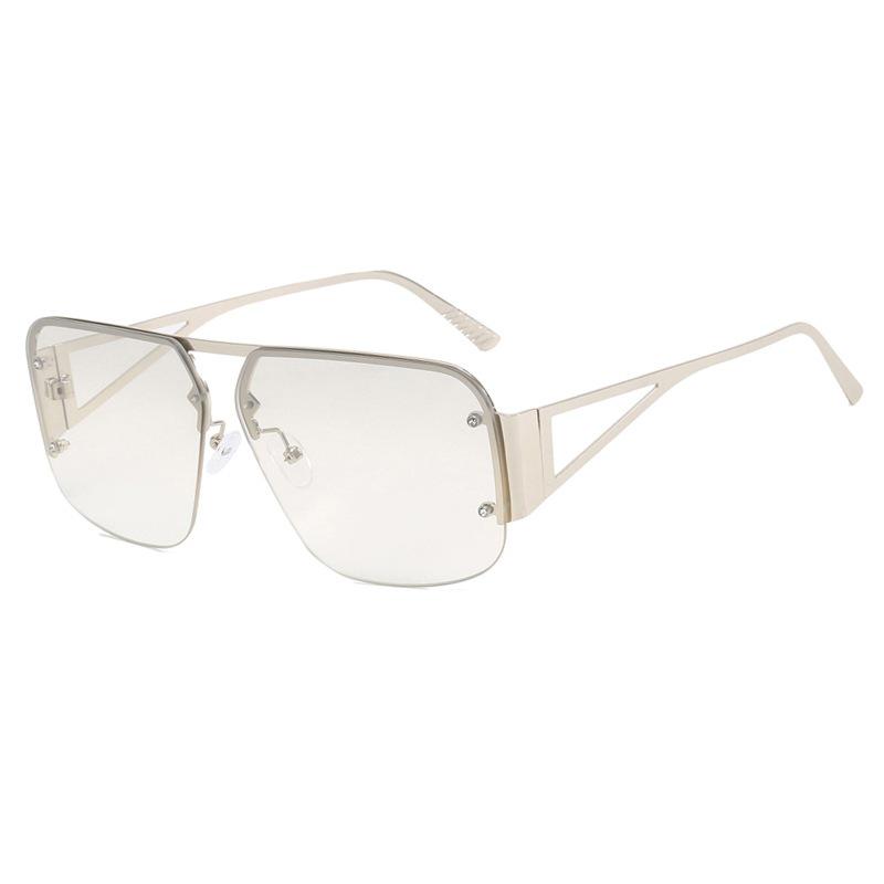 Rimless Cut-Edge Trend UV Sunglasses - TikTok Style European & American Design Silver Frame Gray Blue