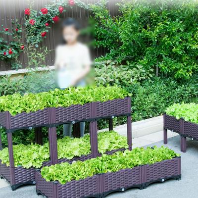 Modular Vegetable Planting Box Single Layer Garden Planter Box Balcony Raised Bed with Wheels for Easy Mobility and Durable Construction