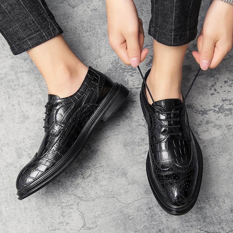 Оксфорды мужские туфли классические броги модные повседневные кожаные туфли мужские — фото 6