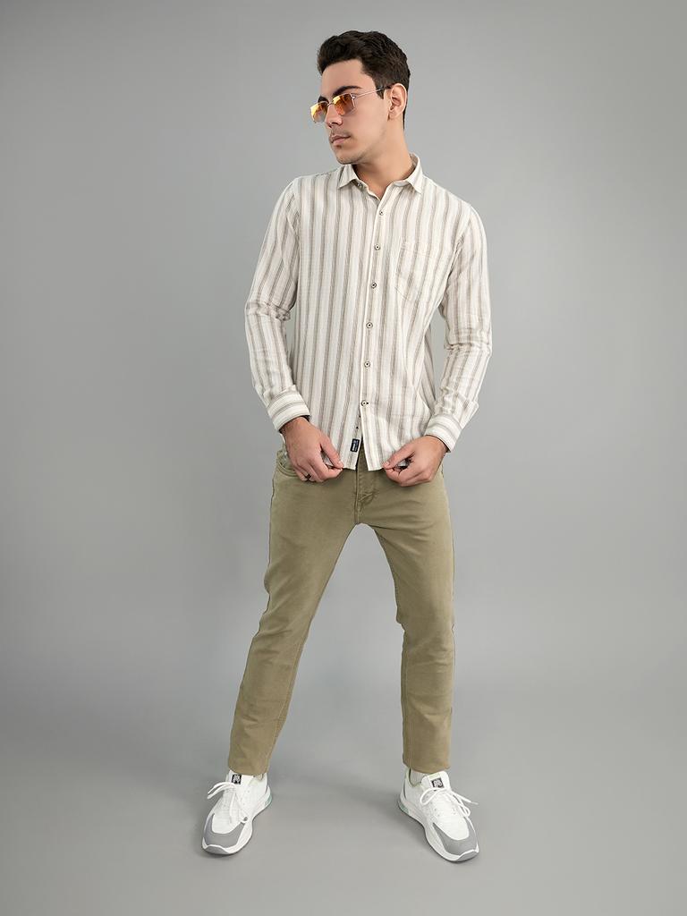 MONTE CARLO Mens Regular Fit Stripes Full Sleeve Shirt