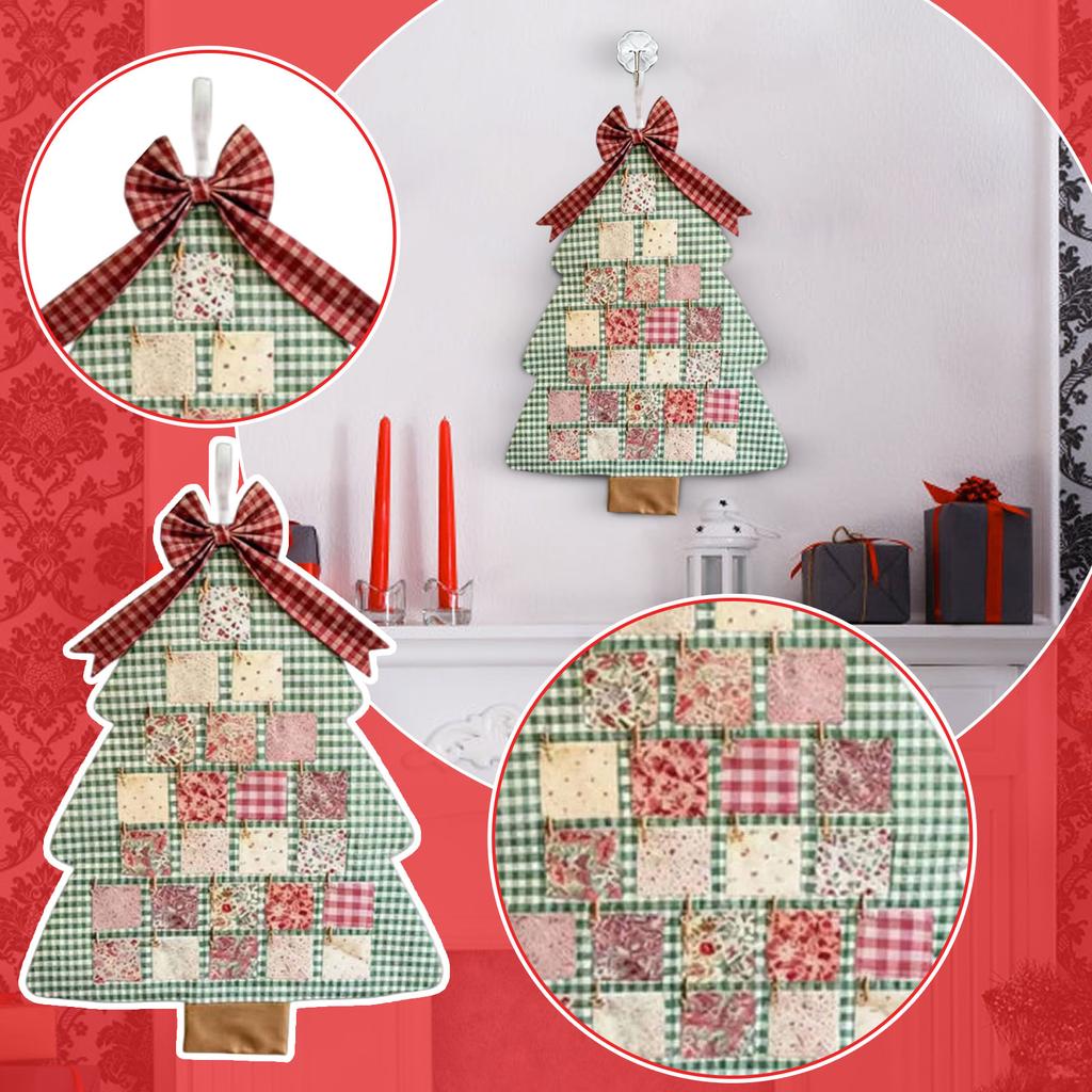 Opakovaně použitelný látkový adventní kalendář s kapsami, závěsný odpočítávací kalendář, vánoční nástěnná dekorace