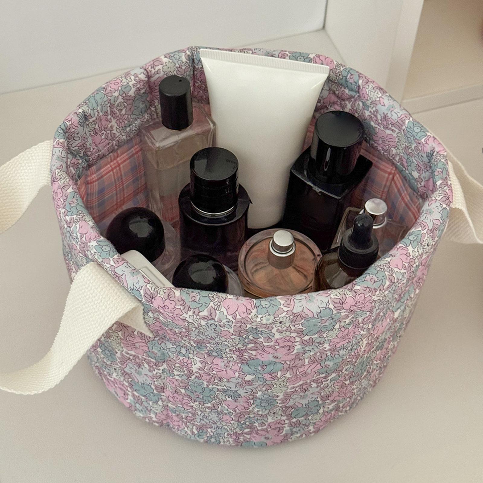 

Cotton Storage Basket Collapsible Women Flower Pattern Underwear Storage Basket with Padded Handle for Any Room Organization