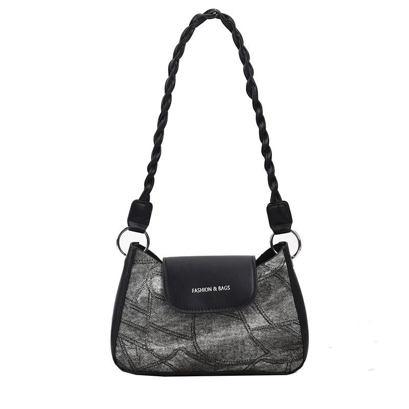 Trendy Retro Blue Underarm Bag For Women Fashionable Medium Sized Handbag Perfect For Street Style