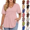 Women's Plus Size Fashionable Casual Loose-Fit V-Neck Short-Sleeve Top