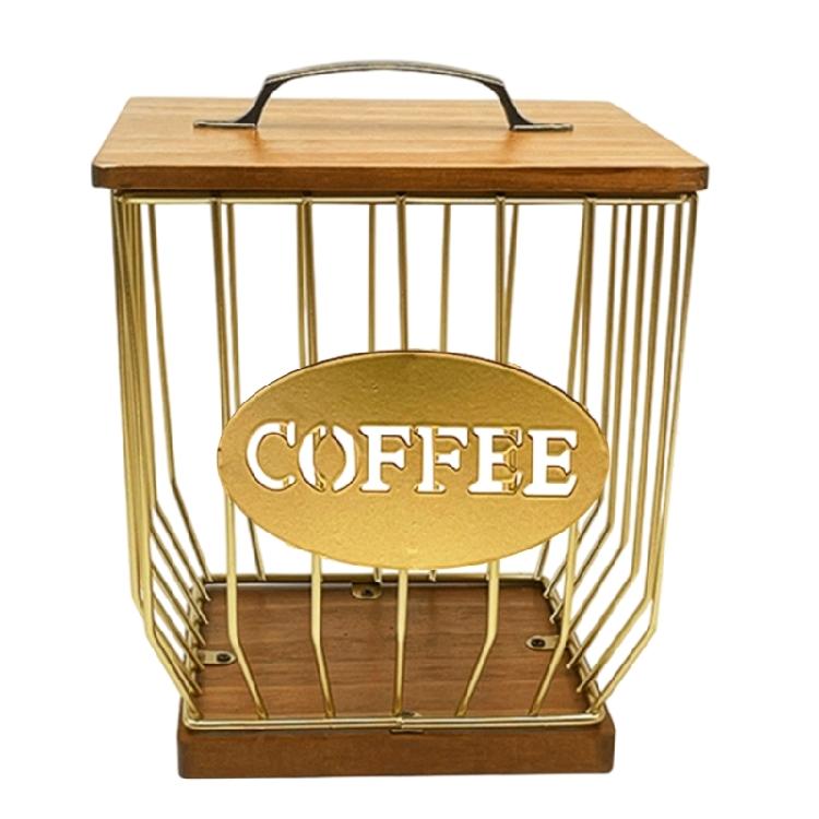 Fashionable Elegant Sturdy Coffee Storage Basket Solution Opening for Efficient Organization of Coffee Supplies