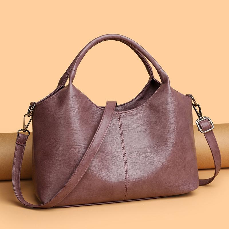 Ladies' Single-shoulder Crossbody Bag, Large-capacity Hand-held Women's Bag, Urban Simple Soft Leather Mom's Big Bag