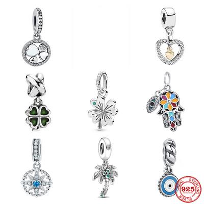 Adatto al braccialetto originale scintillante ape quadrifoglio ciondolo pendente perlina fai da te gioielli in argento sterling 925 per regalo da donna