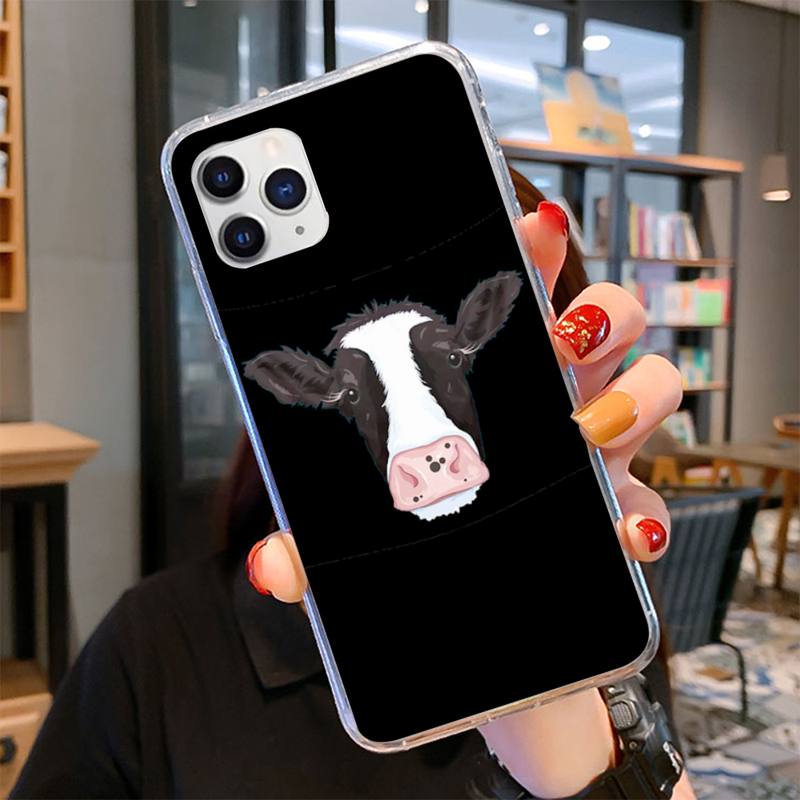 Animal Cute Cow Phone Case for iPhone 11 12 13 Mini Pro Max 8 7 6 6S Plus X 5 SE 2020 XR XS Case shell